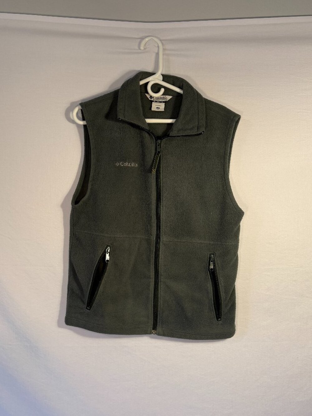 Columbia Olive Green Fleece Vest Full Zip Mens S Sleeveless Outdoor